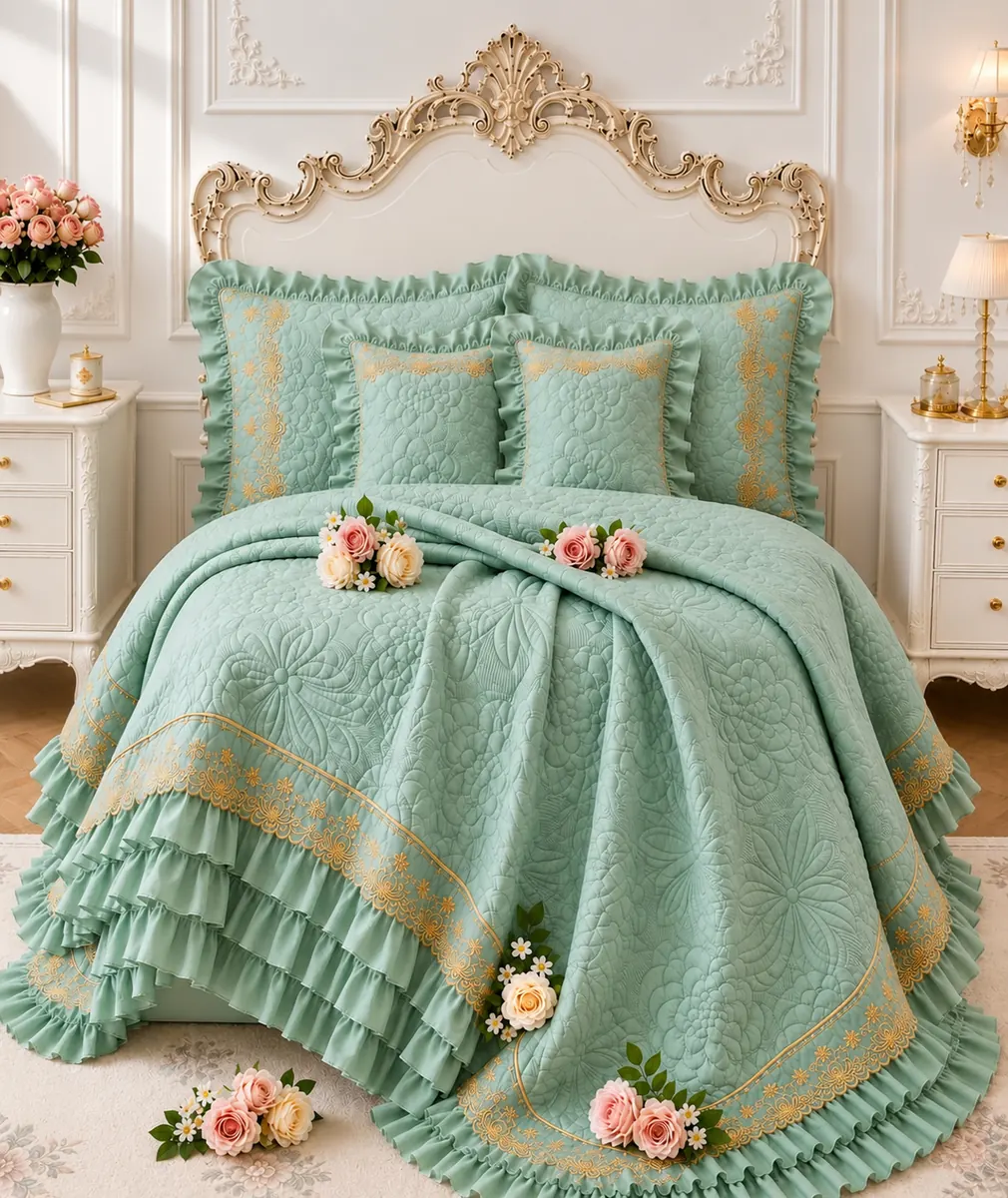 Mint bedcover from the Ritu Collection home textile range