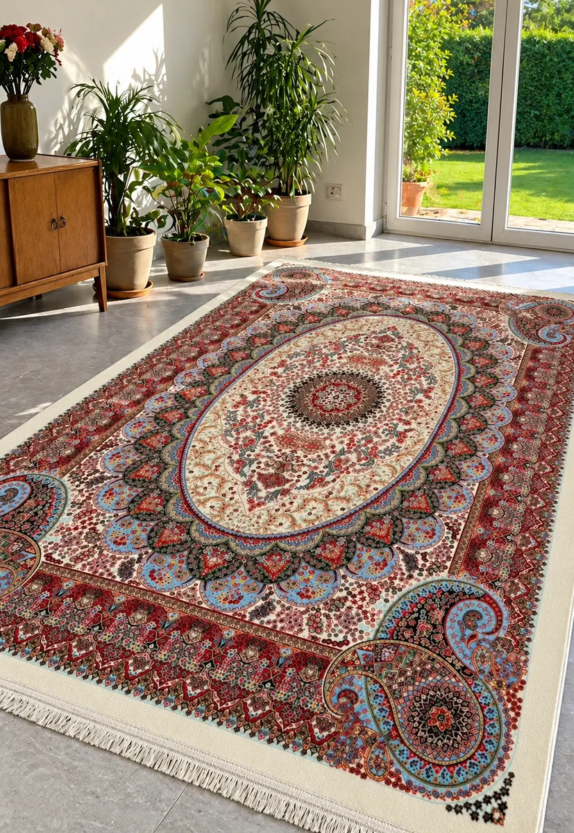 Patterned floor rug from the Ritu Collection home textile range