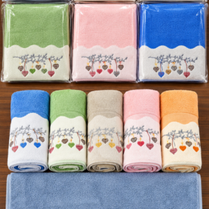 Embroidered heart towels