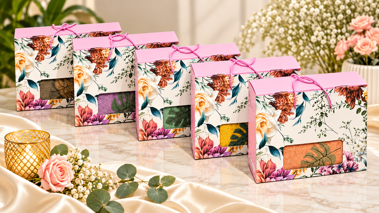 Premium floral towel gift sets