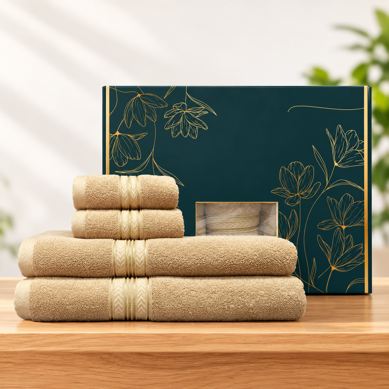 Premium beige towel set