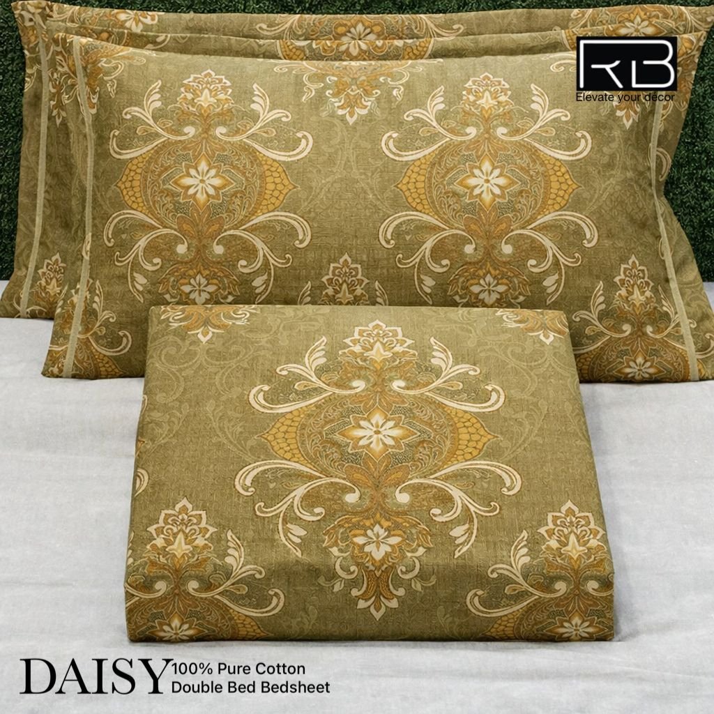 Olive motif double bedsheet