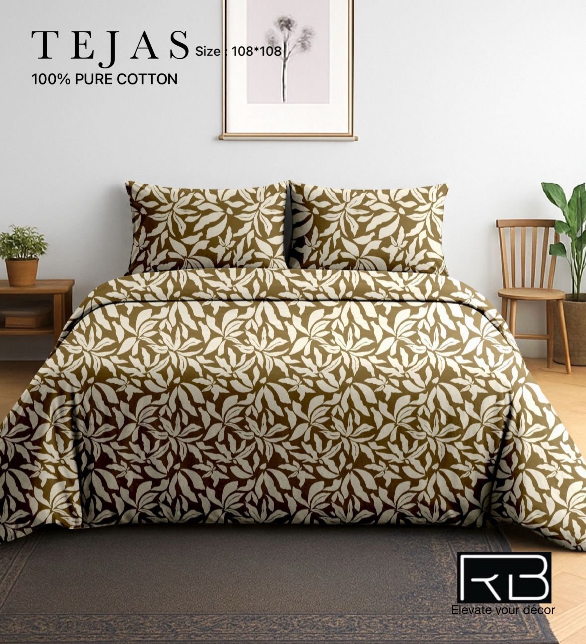 Pink floral printed cotton bedsheet