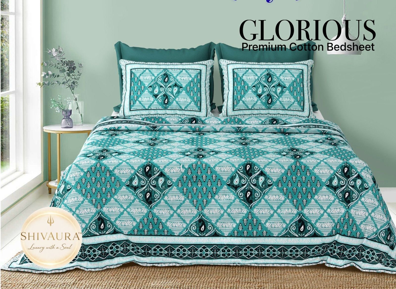 Premium traditional printed cotton bedsheet