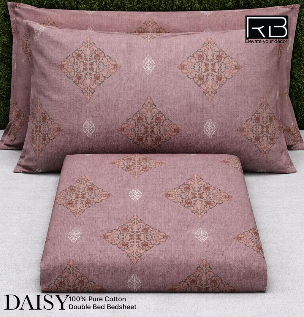 Rose motif double bedsheet