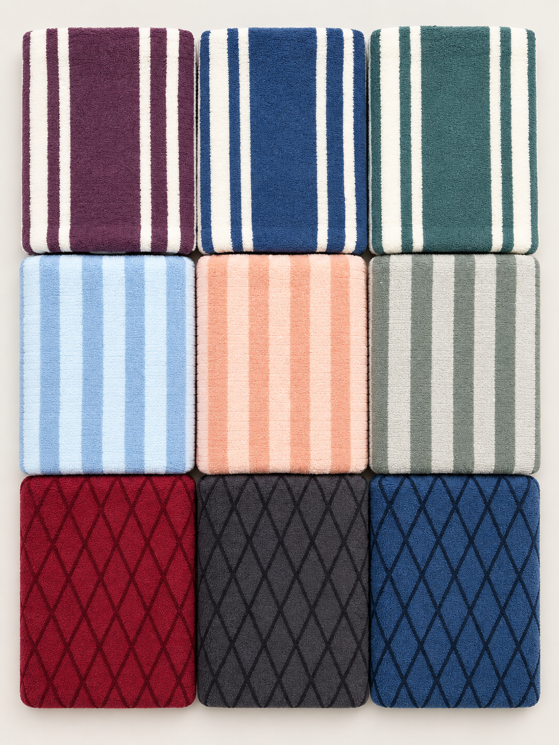 Striped and diamond towels